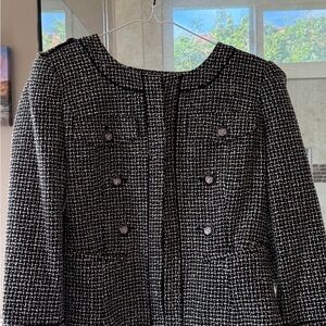 White House Black Market Tweed Blazer in Black and White